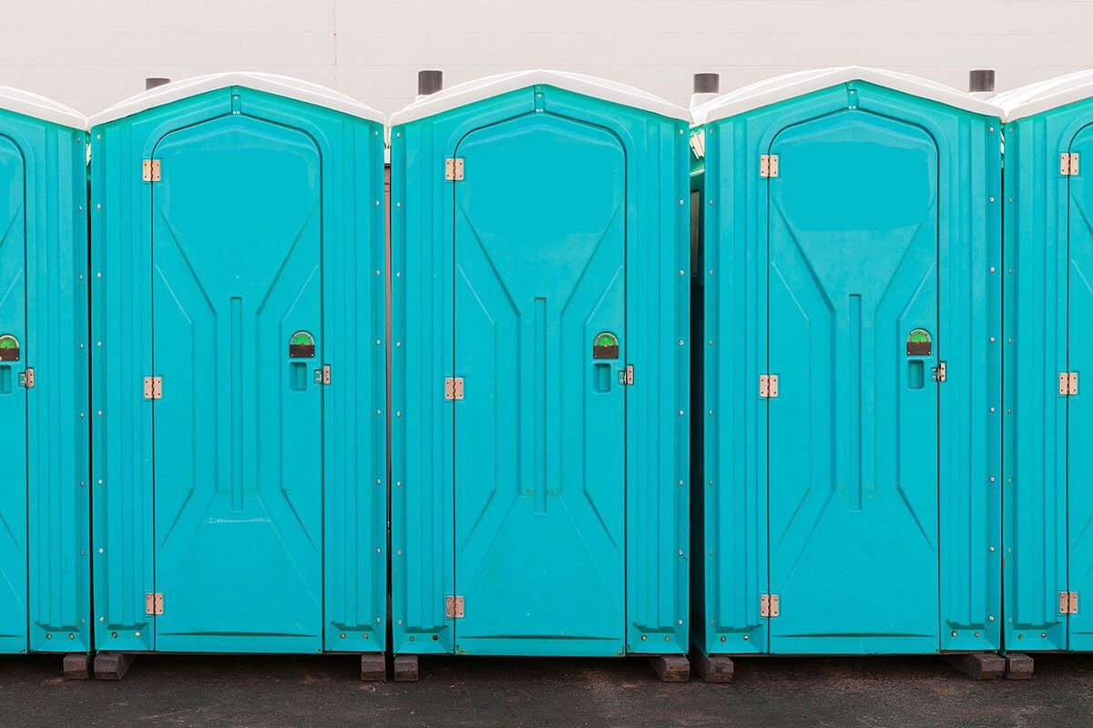 Industrial portable restroom units at a plant in Walterboro, South Carolina