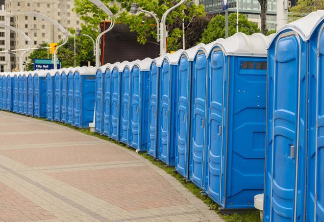 Seasonal porta potty units set up at a Walterboro, South Carolina venue
